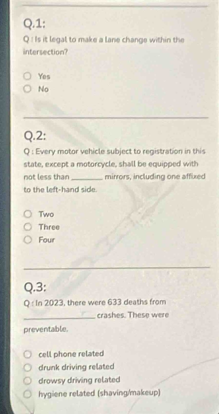 q.1: q: is it legal to make a lane change within the intersection? yes …