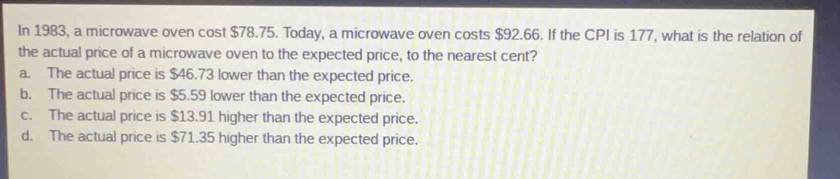 in 1983, a microwave oven cost \\$78.75. today, a microwave oven costs …