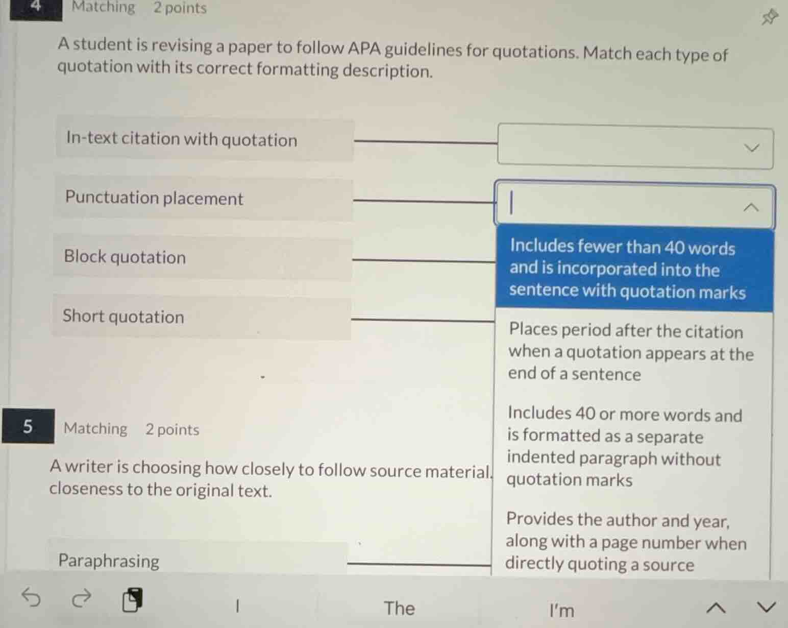 a student is revising a paper to follow apa guidelines for quotations. …