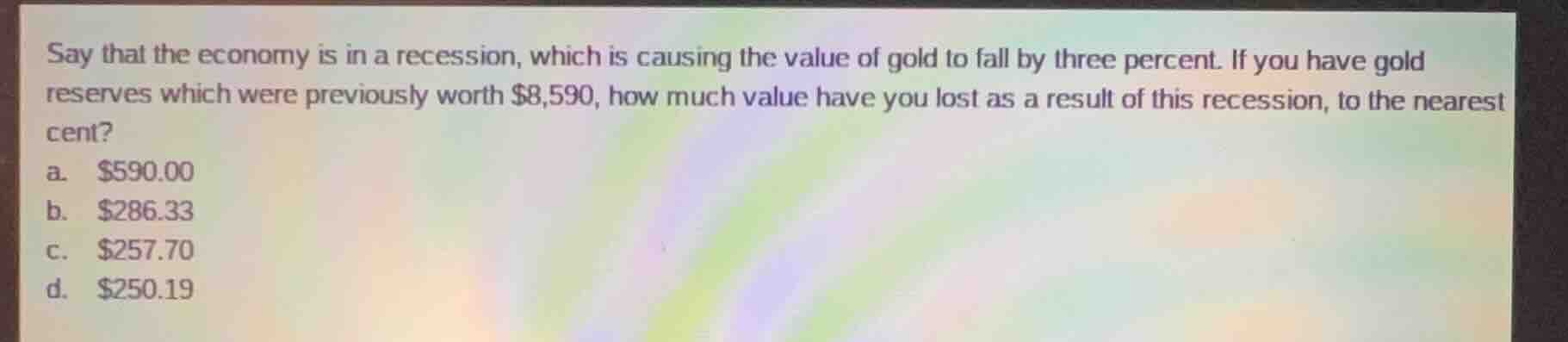 say that the economy is in a recession, which is causing the value of g…