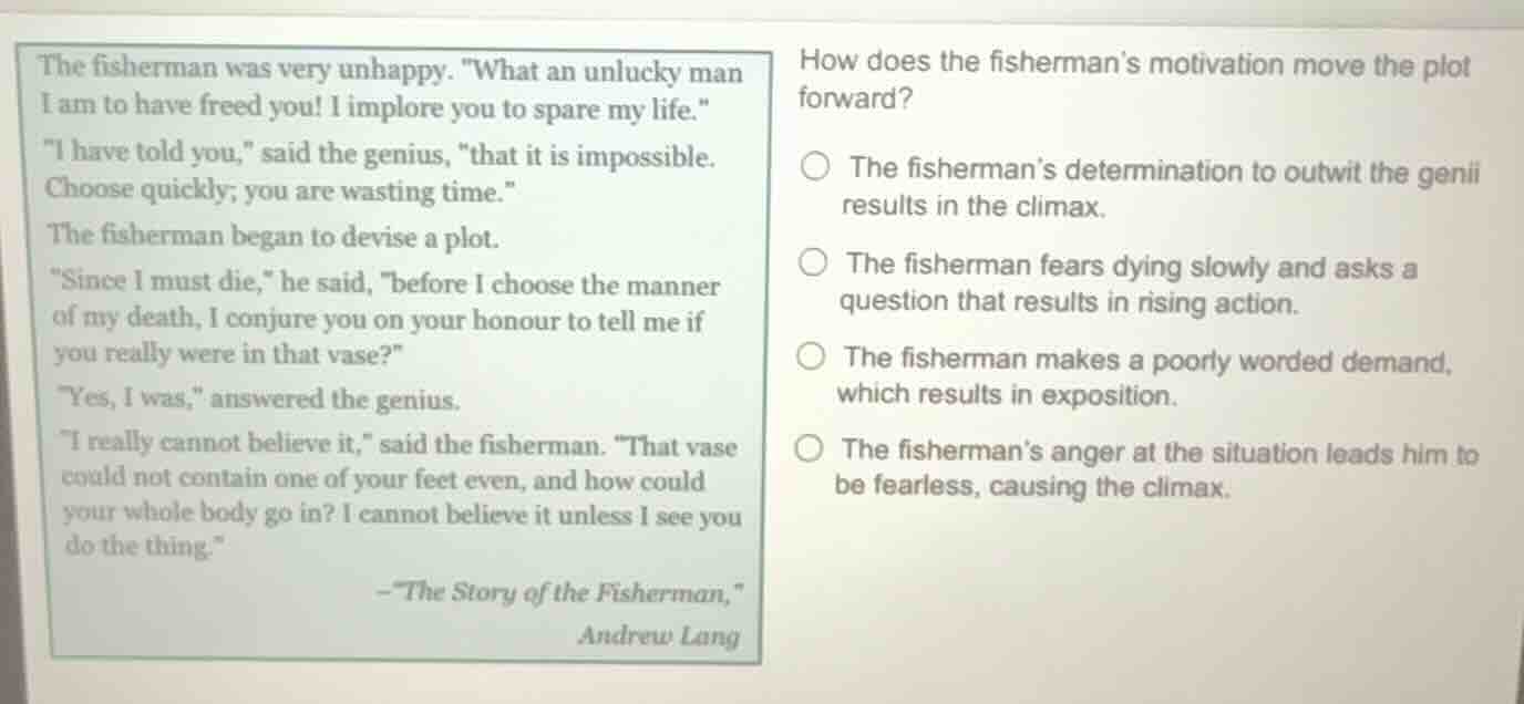 the fisherman was very unhappy. \what an unlucky man i am to have freed…