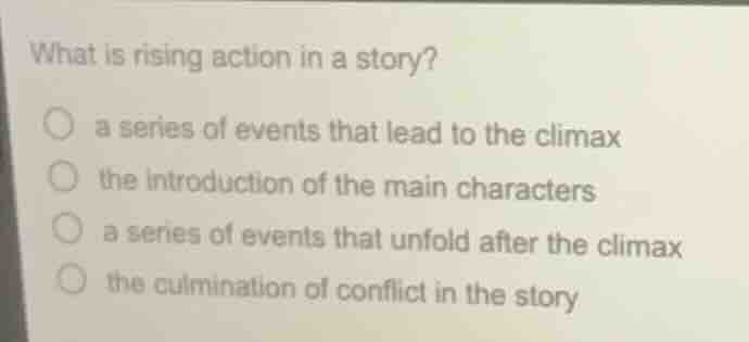 what is rising action in a story? a series of events that lead to the c…