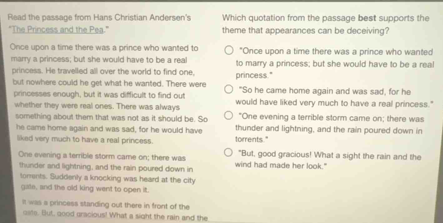read the passage from hans christian andersens \the princess and the pe…