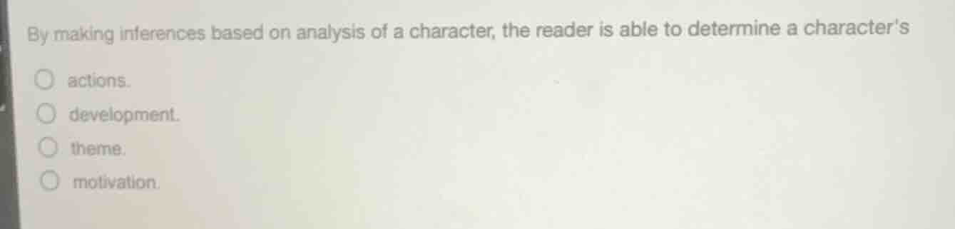 by making inferences based on analysis of a character, the reader is ab…