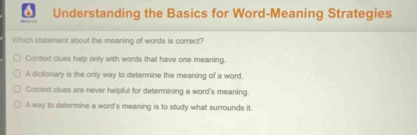 understanding the basics for word-meaning strategies which statement ab…