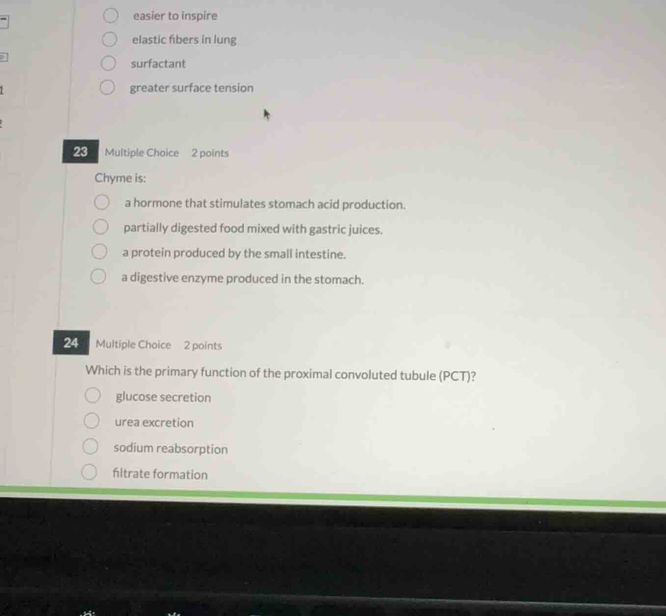 23 multiple choice 2 points chyme is: a hormone that stimulates stomach…