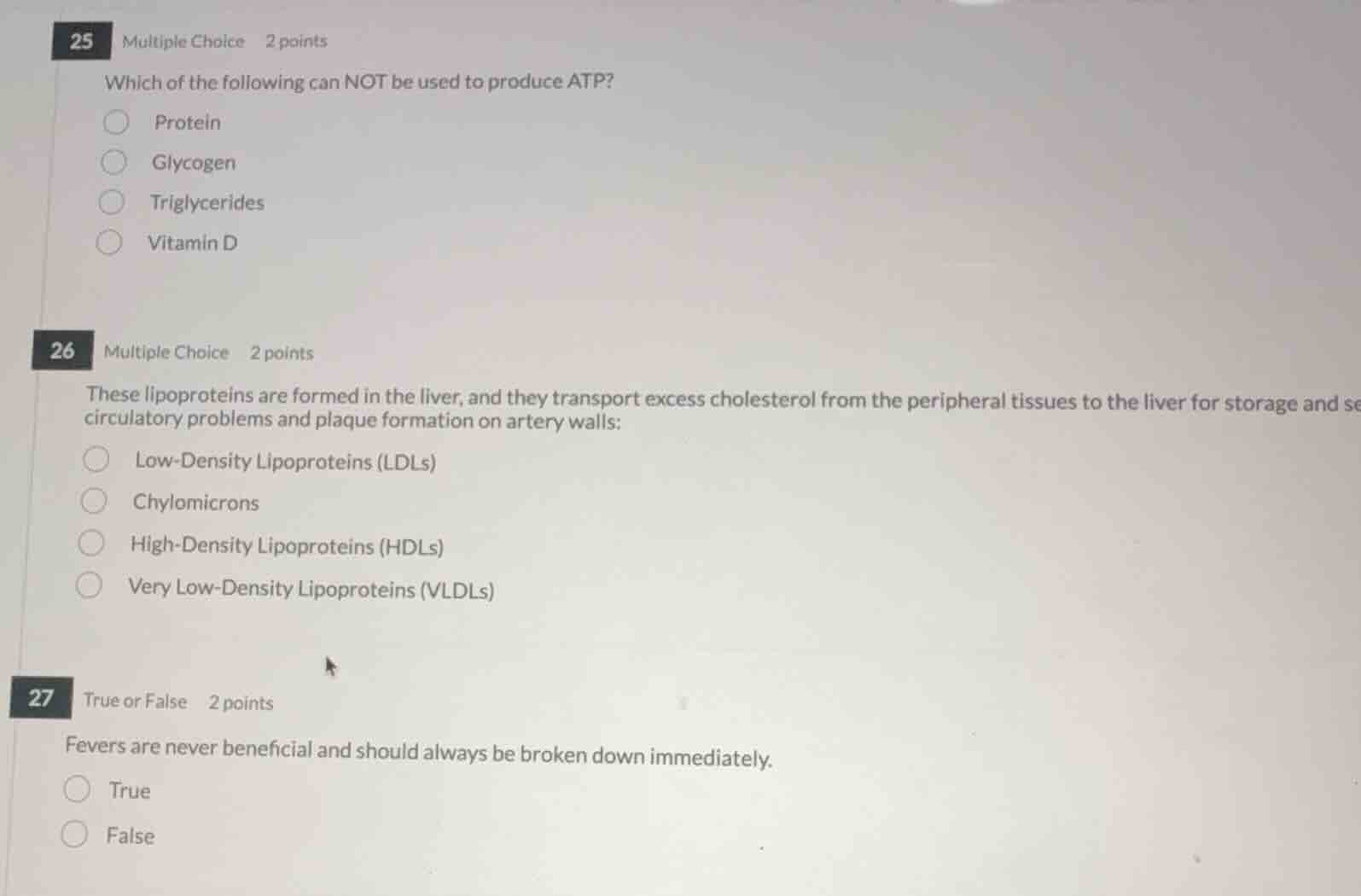 25 multiple choice 2 points which of the following can not be used to p…