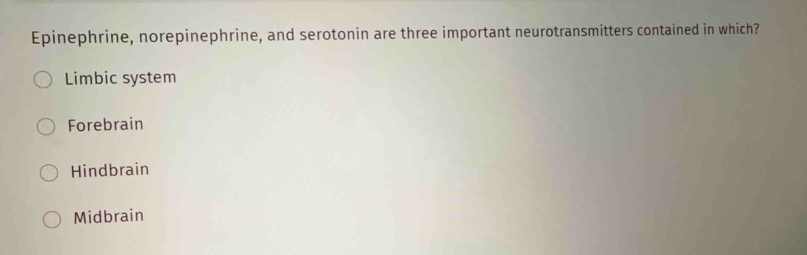 epinephrine, norepinephrine, and serotonin are three important neurotra…