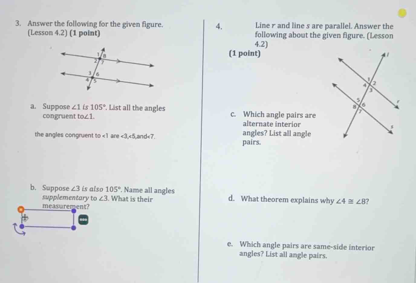3. answer the following for the given figure. (lesson 4.2) (1 point) a.…