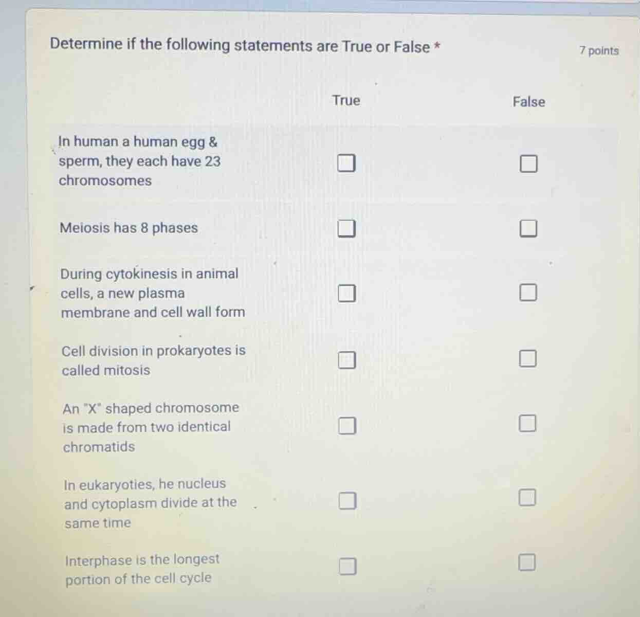 determine if the following statements are true or false * in human a hu…