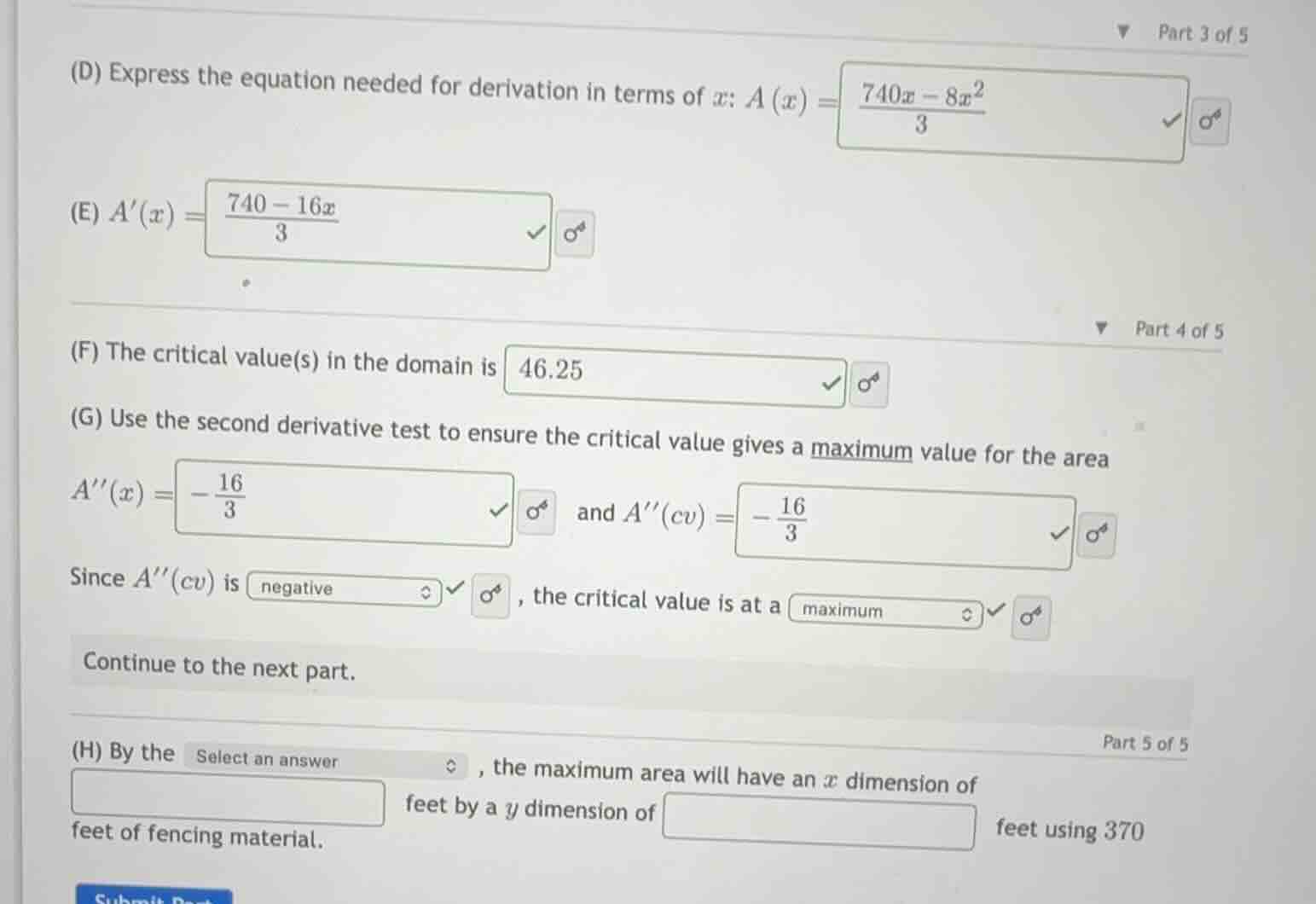 part 3 of 5 (d) express the equation needed for derivation in terms of …