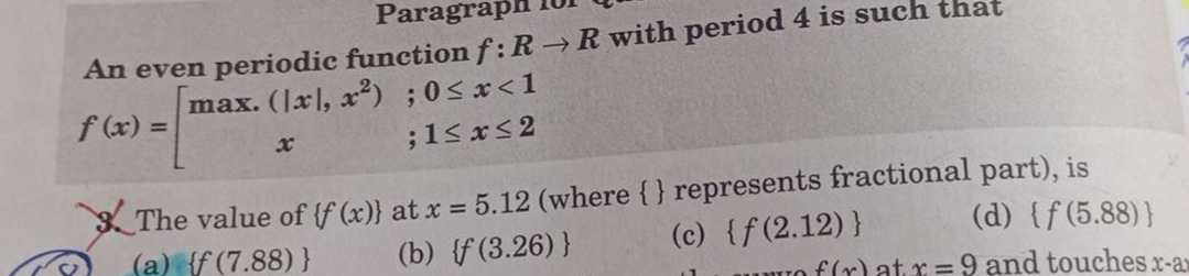 paragraph for question an even periodic function (f : r \ ightarrow r) …