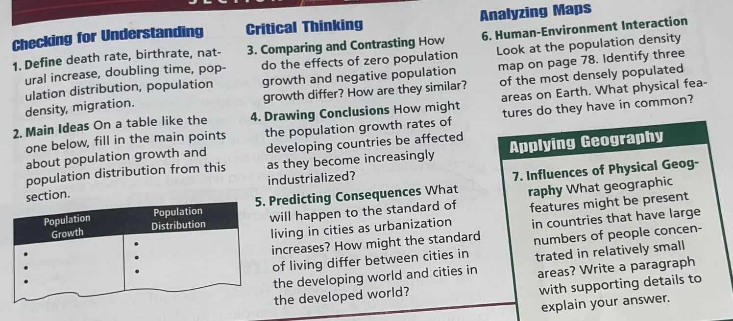 checking for understanding 1. define death rate, birthrate, natural inc…