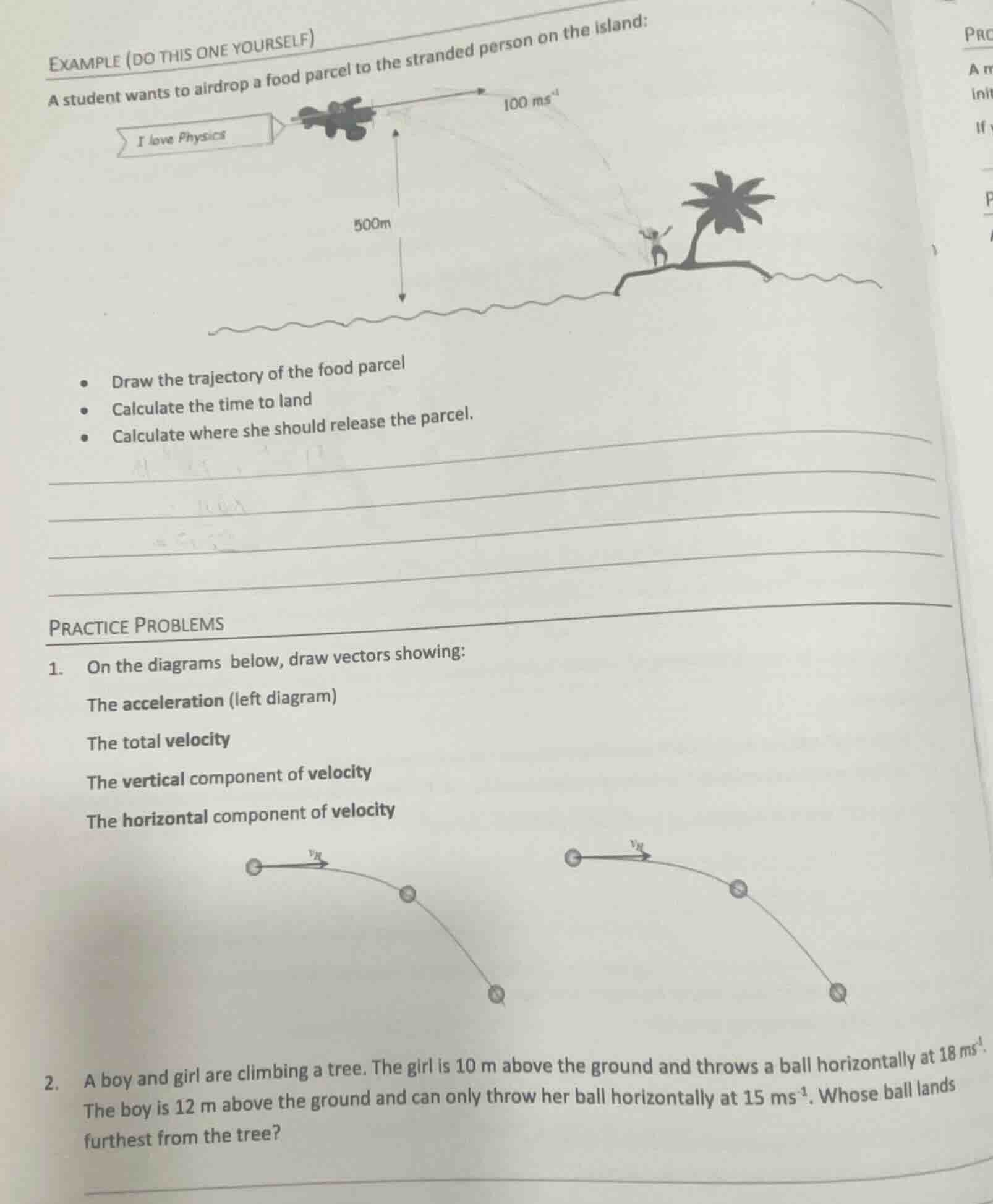 example (do this one yourself) a student wants to airdrop a food parcel…