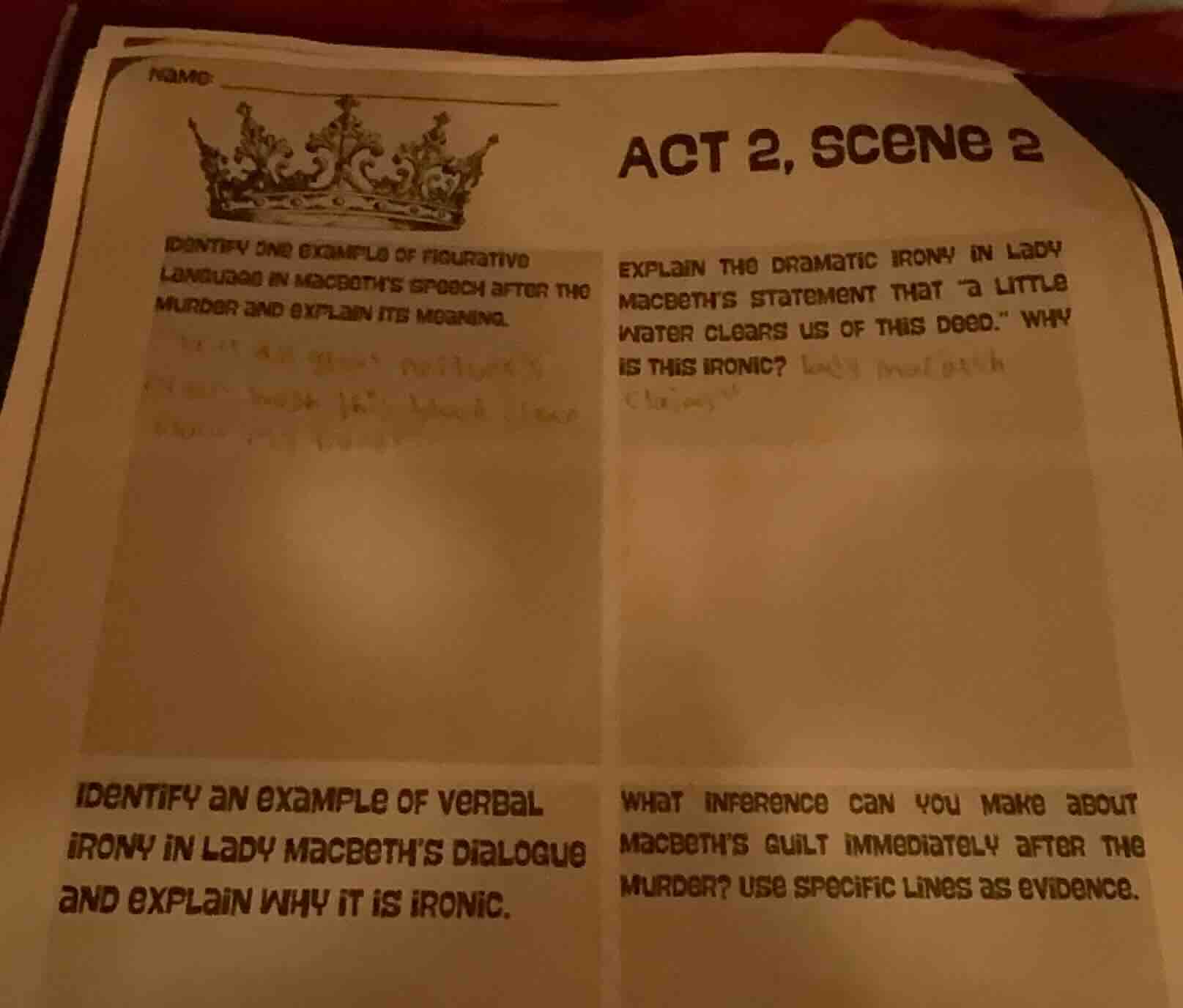 act 2, scene 2 identify one example of figurative language in macbeths …