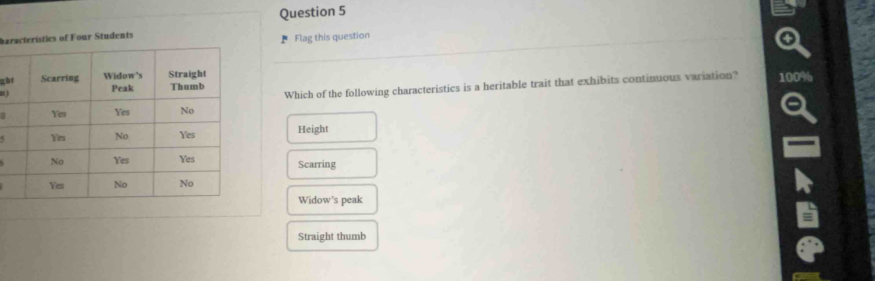 question 5 which of the following characteristics is a heritable trait …