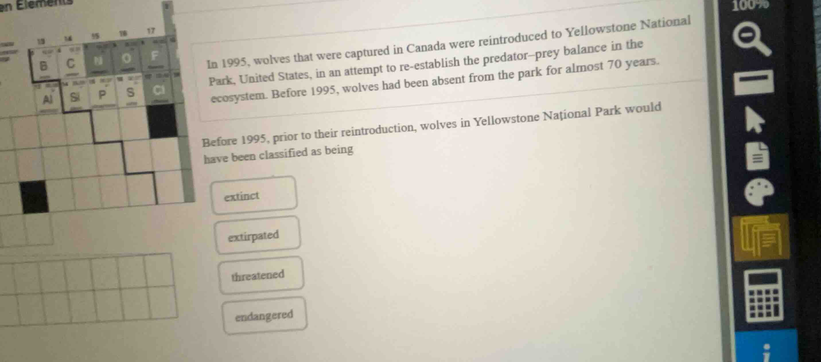 in 1995, wolves that were captured in canada were reintroduced to yello…