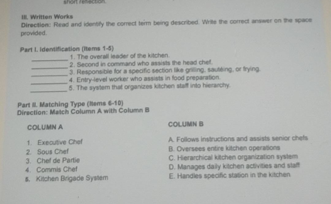 iii. written works direction: read and identify the correct term being …