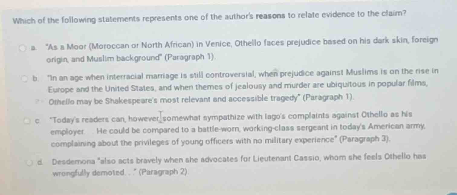 which of the following statements represents one of the authors reasons…