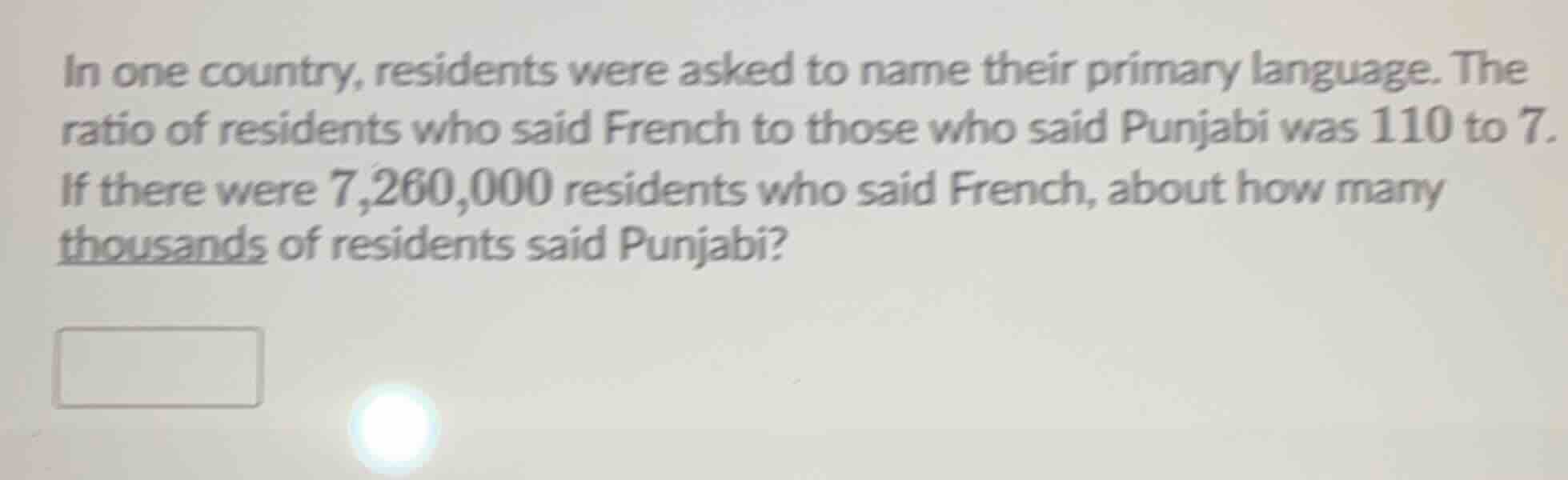 in one country, residents were asked to name their primary language. th…