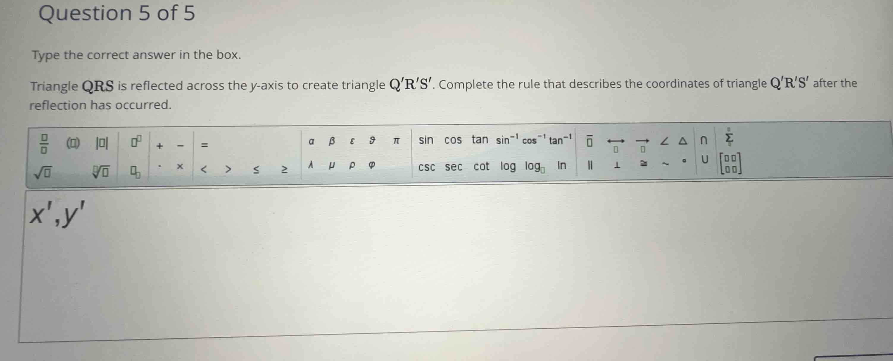 question 5 of 5 type the correct answer in the box. triangle \\(qrs\\) …