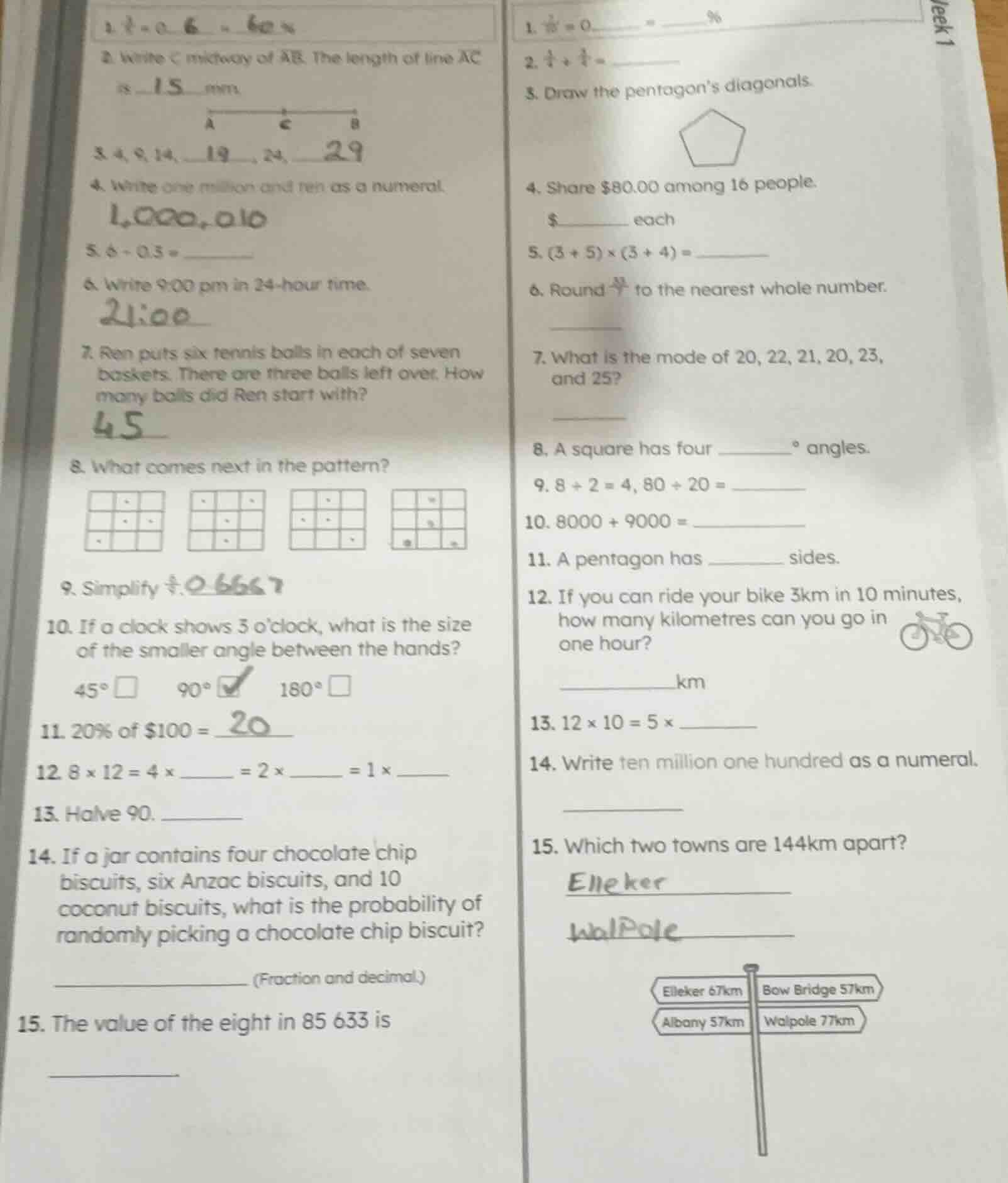 1. \\(1.2 - 0.6 = 0.6\\) 2. write c midway of ab. the length of line ac…