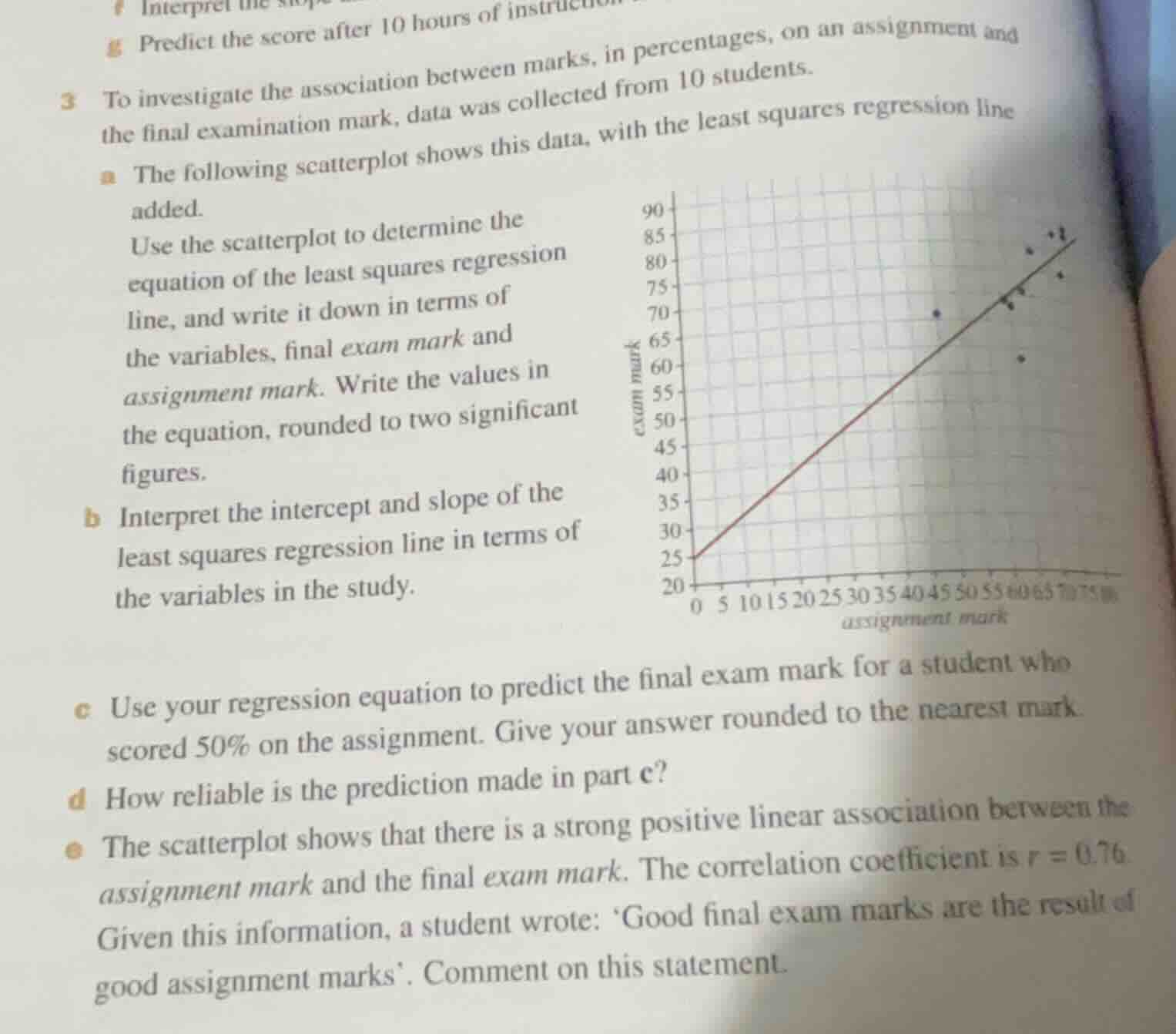3 to investigate the association between marks, in percentages, on an a…