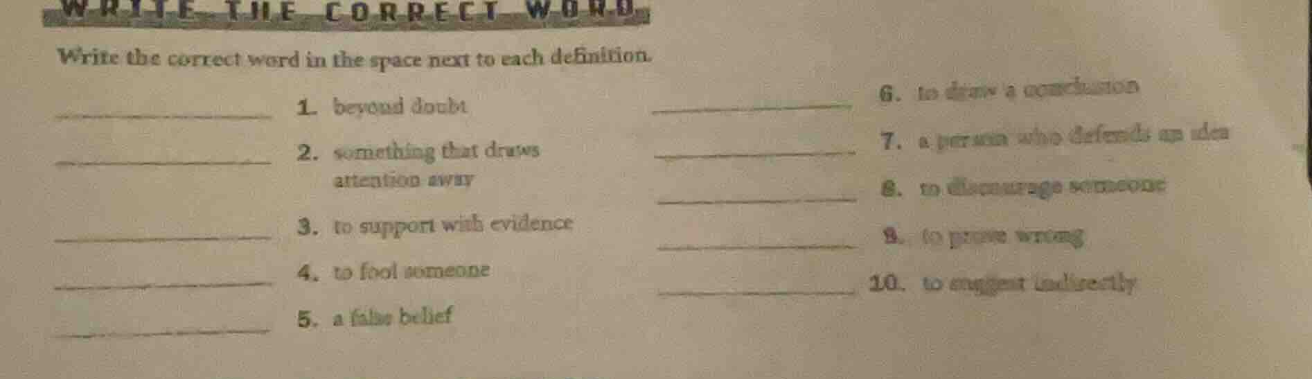 write the correct word write the correct word in the space next to each…