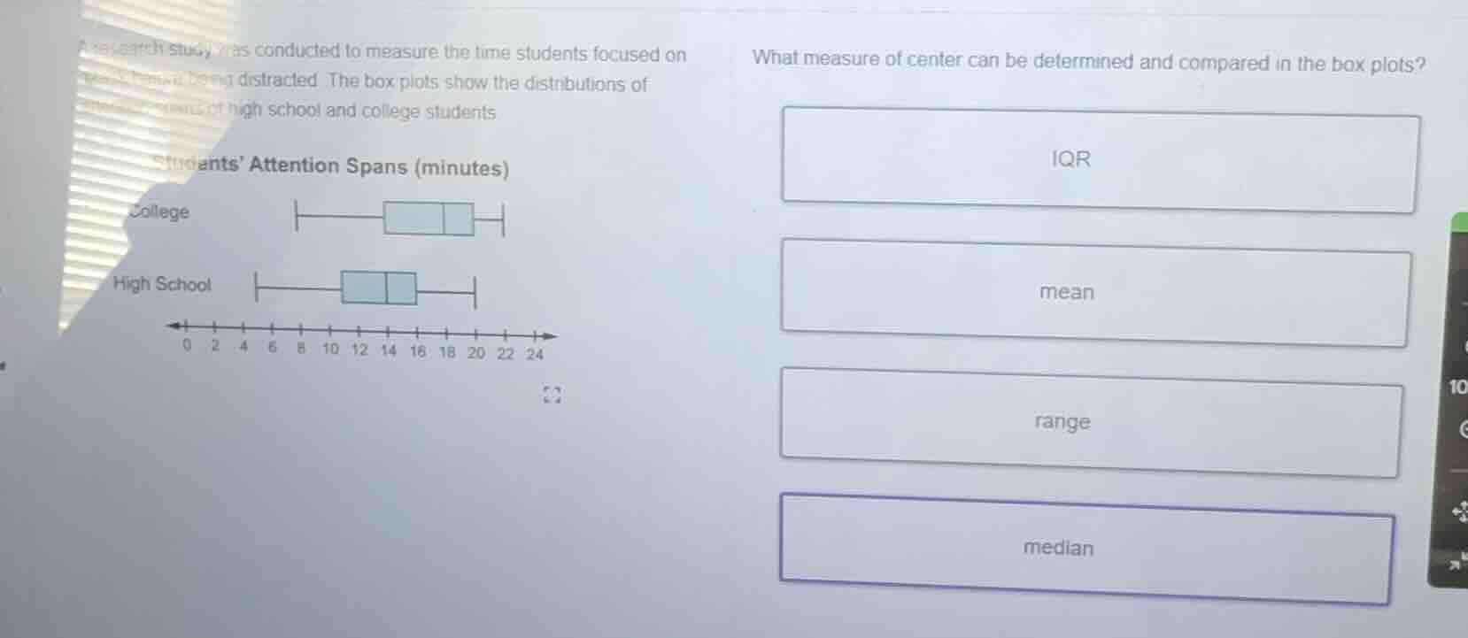 a research study was conducted to measure the time students focused on …