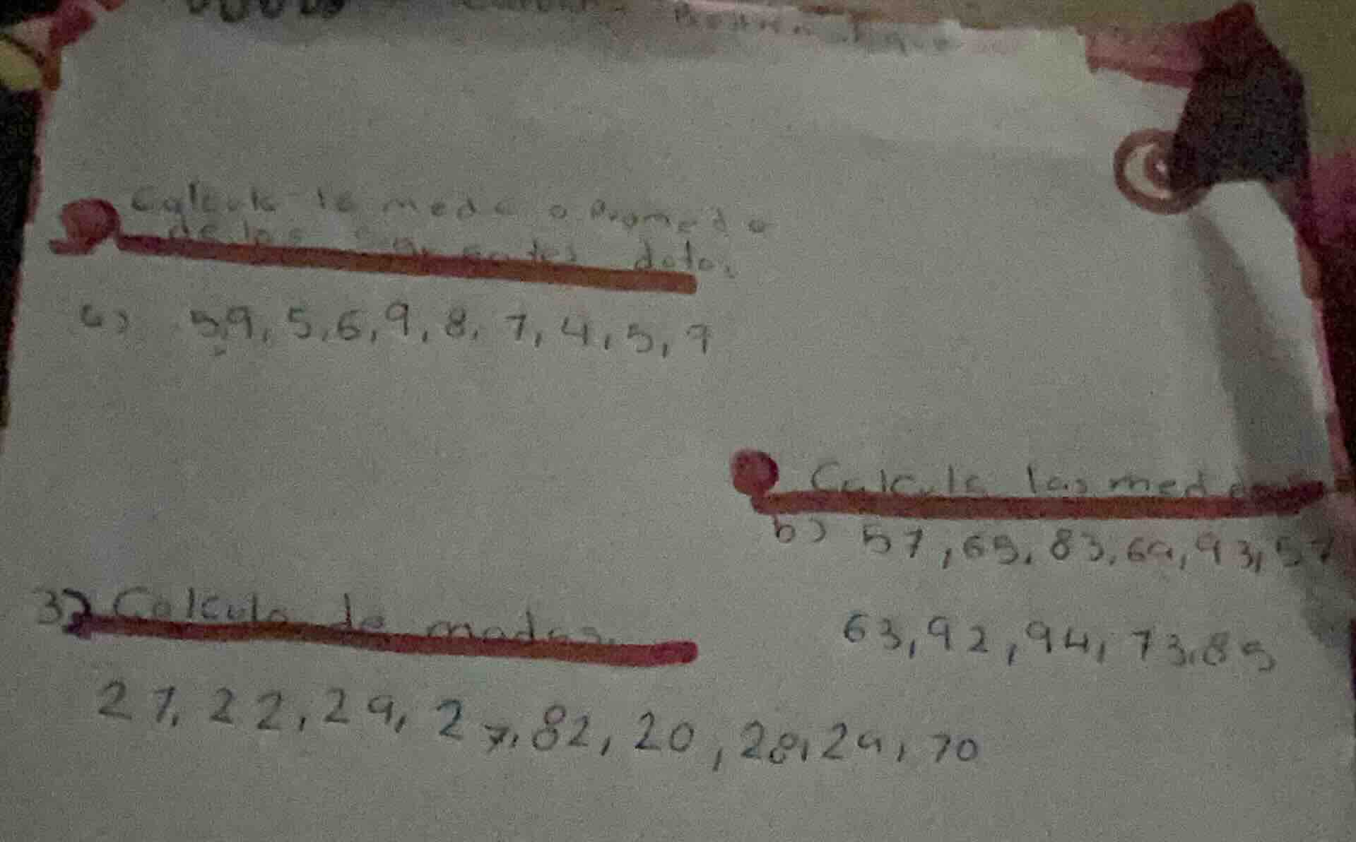 1) calcule la media o promedio de los siguientes datos: a) 5, 9, 5, 6, …