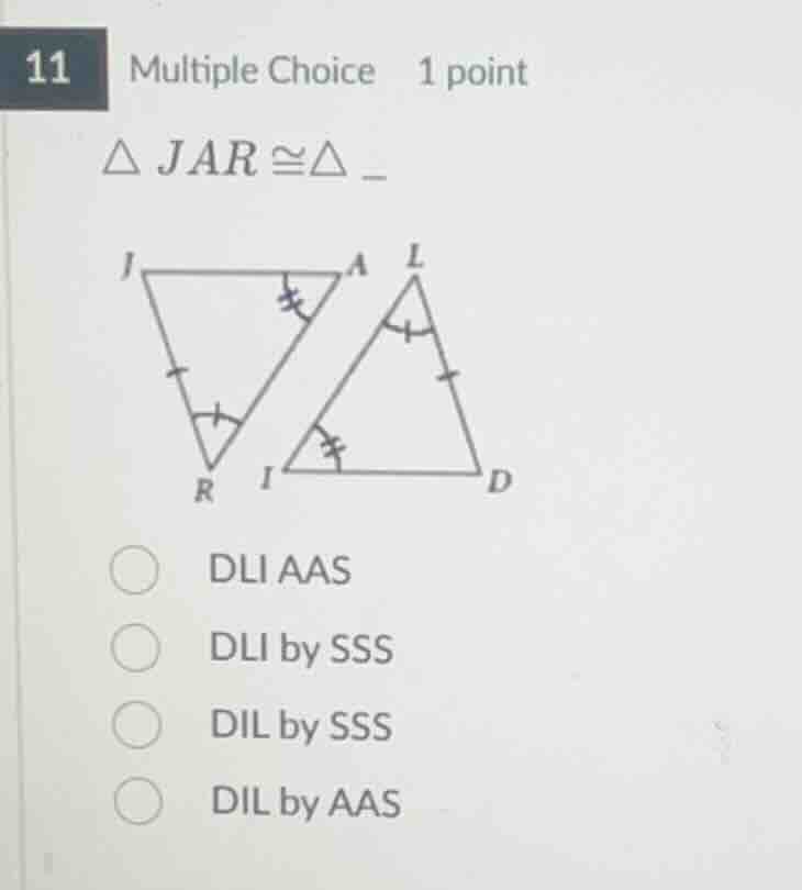 11 multiple choice 1 point \\(\\delta jar \\cong \\delta \\_\\) dli aas…