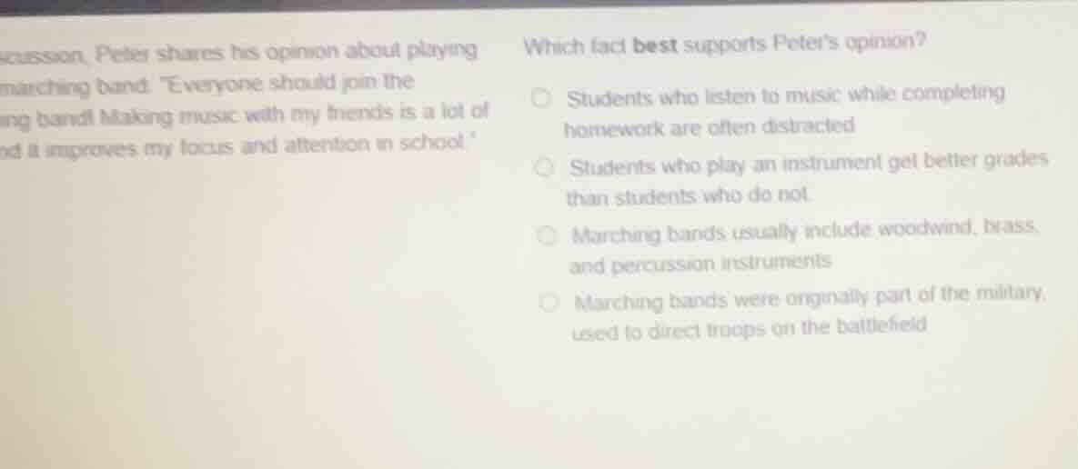 discussion, peter shares his opinion about playing marching band: \ever…