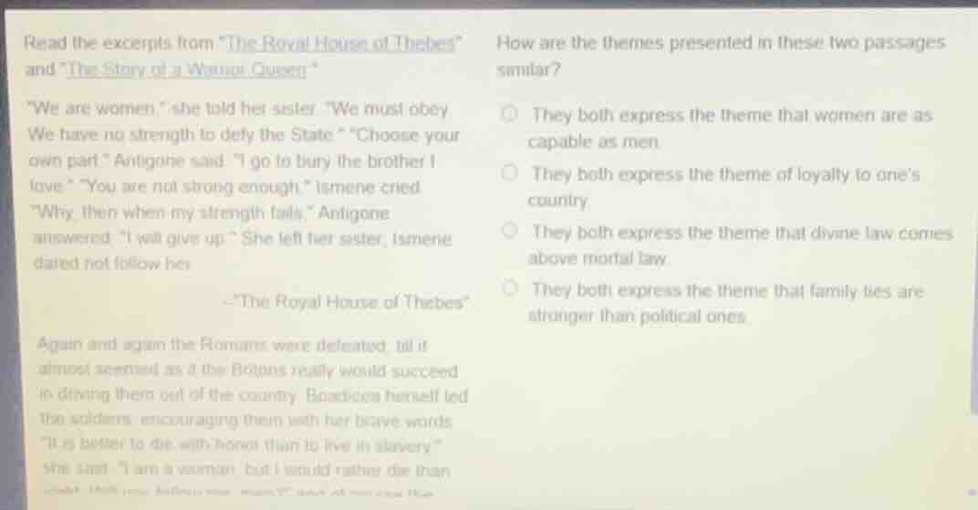 read the excerpts from \the royal house of thebes\ and \the story of a …