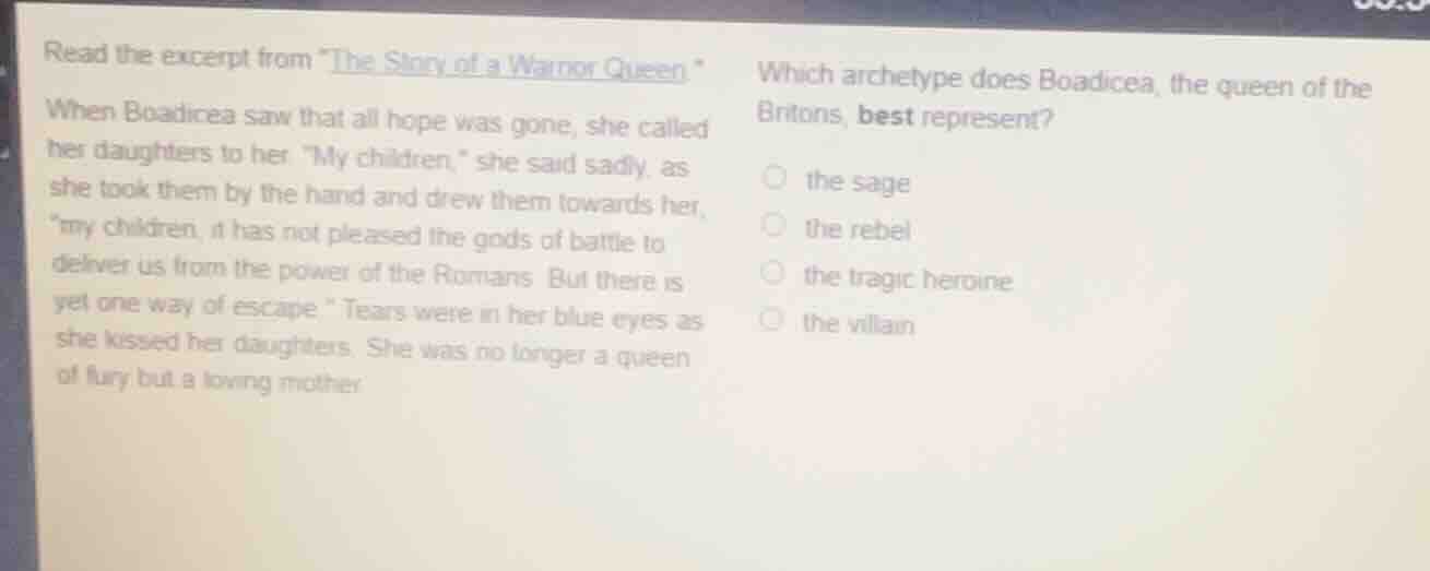 read the excerpt from \the story of a warrior queen.\ when boadicea saw…