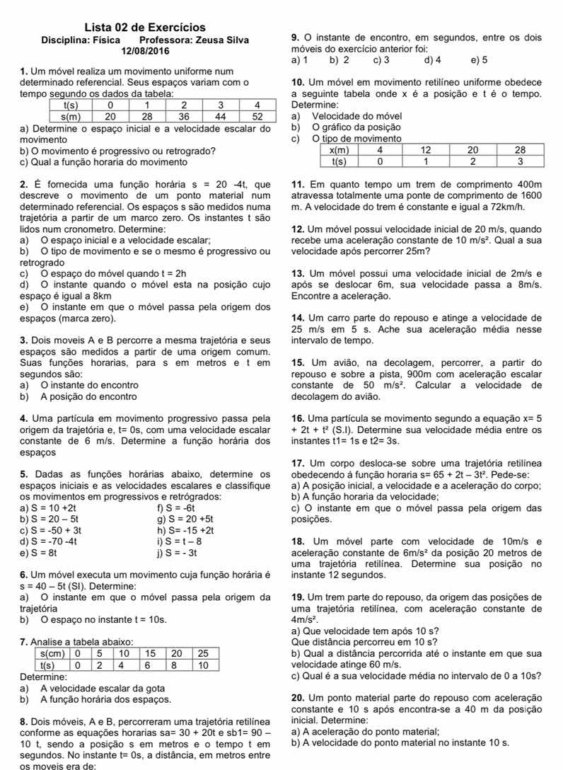 lista 02 de exercícios disciplina: física professora: zeusa silva 12/08…