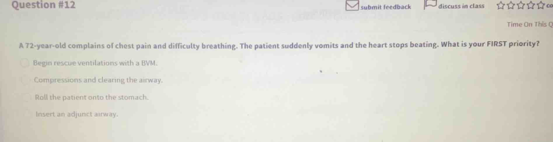 a 72-year-old complains of chest pain and difficulty breathing. the pat…