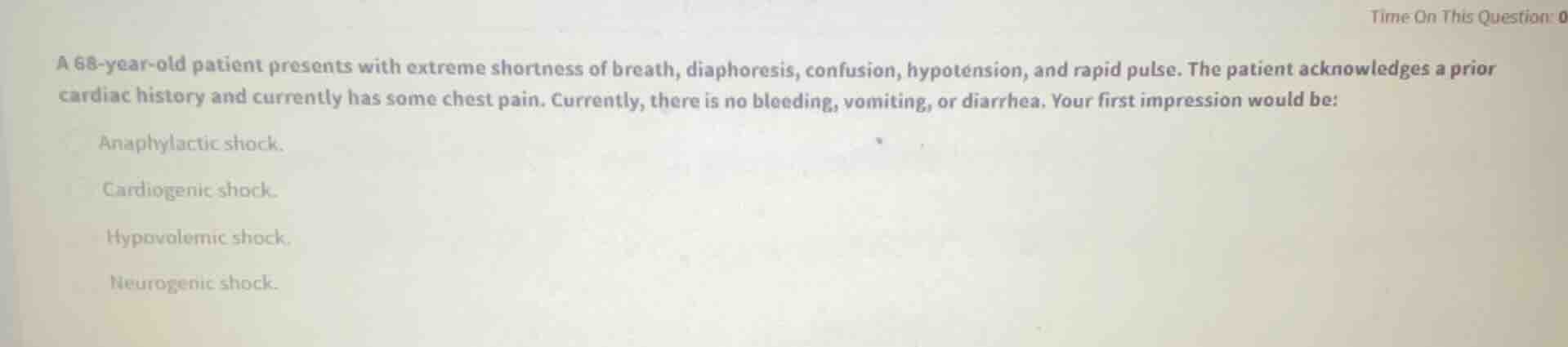 a 68-year-old patient presents with extreme shortness of breath, diapho…