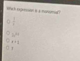 which expression is a monomial? \\(\\bigcirc\\) \\(\\frac{1}{x}\\) \\(\…