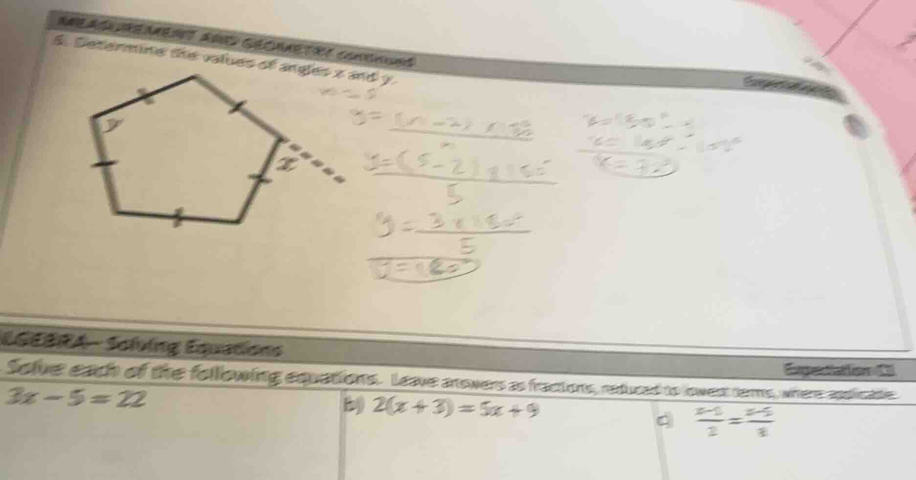 measurement and geometry continued 6. determine the values of angles \\…