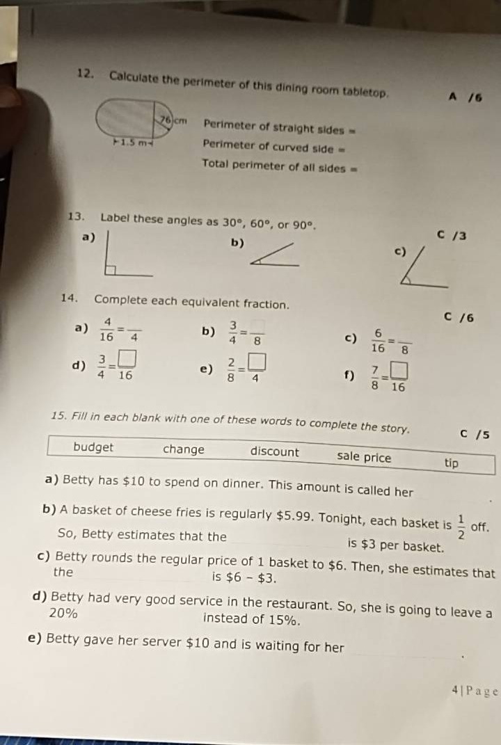 12. calculate the perimeter of this dining room tabletop. perimeter of …