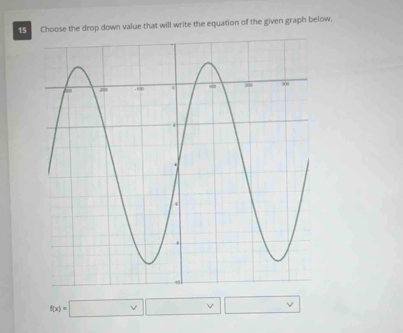 15 choose the drop down value that will write the equation of the given…