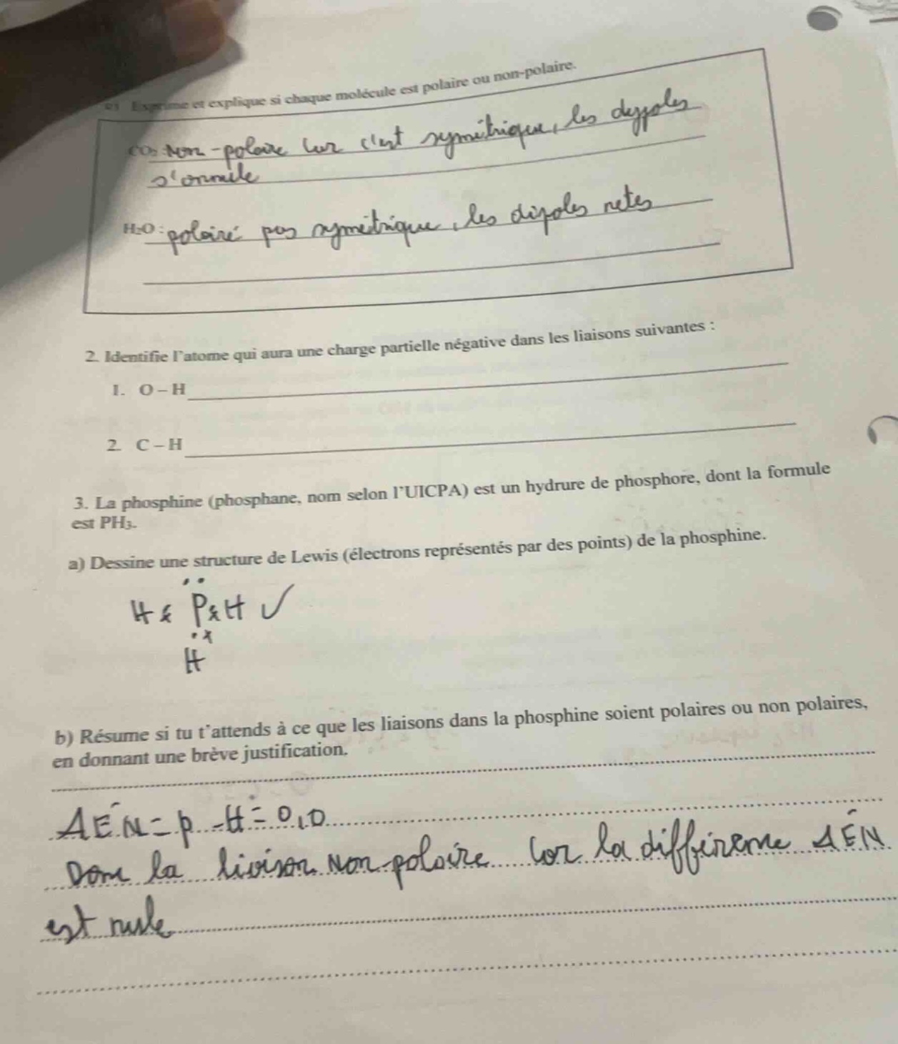 2. identifie latome qui aura une charge partielle négative dans les lia…