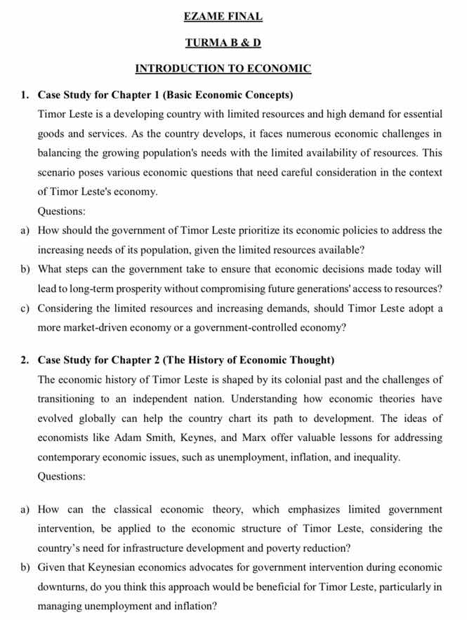 ezame final turma b & d introduction to economic 1. case study for chap…