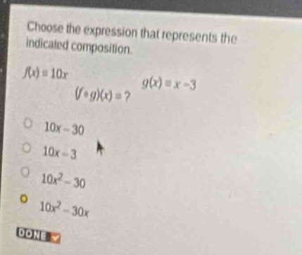 choose the expression that represents the indicated composition. (f(x) …