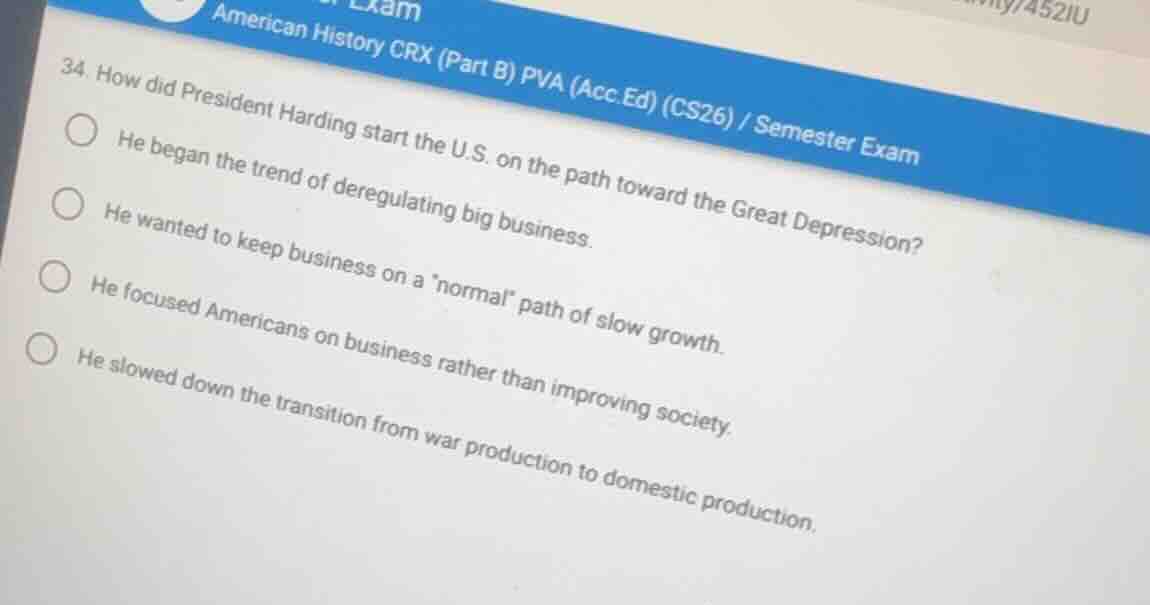 34. how did president harding start the u.s. on the path toward the gre…