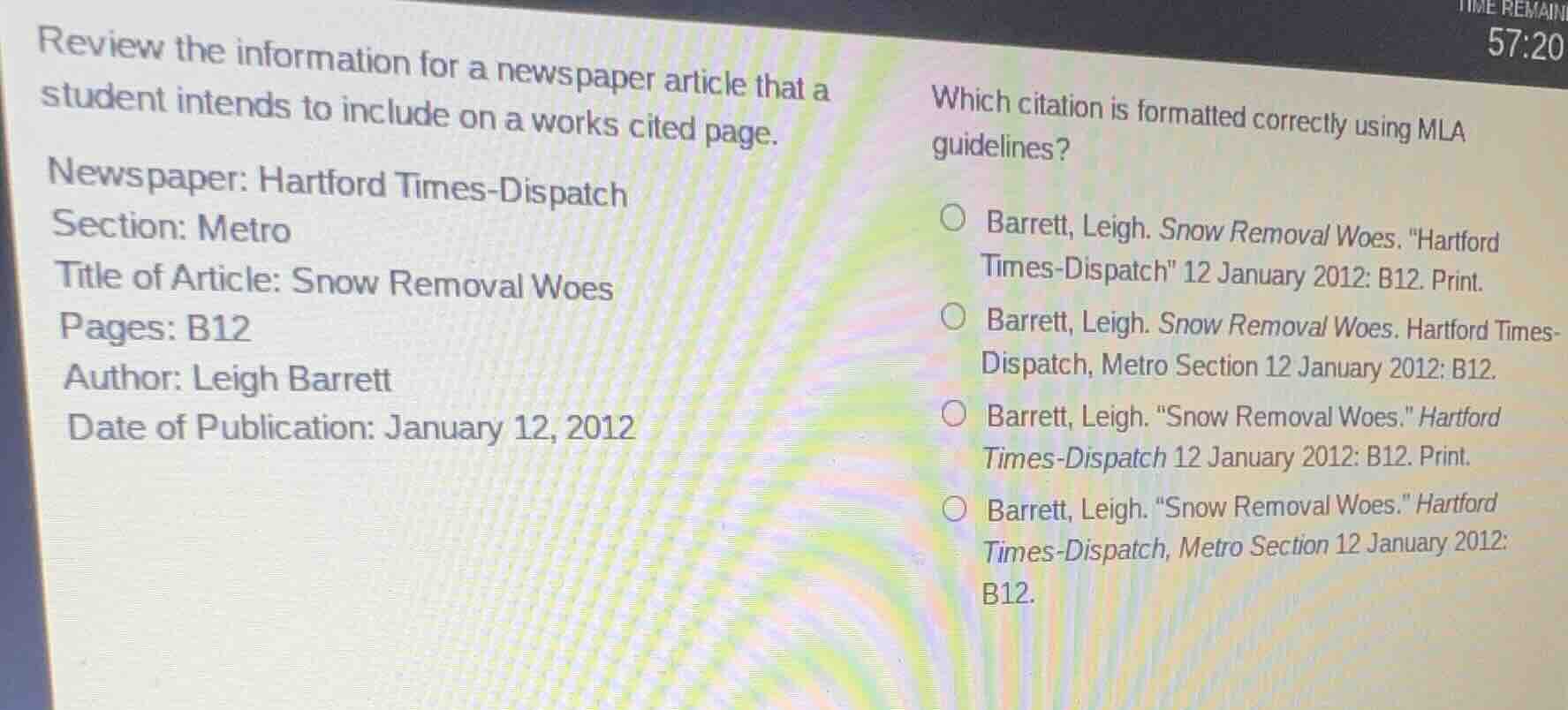 review the information for a newspaper article that a student intends t…