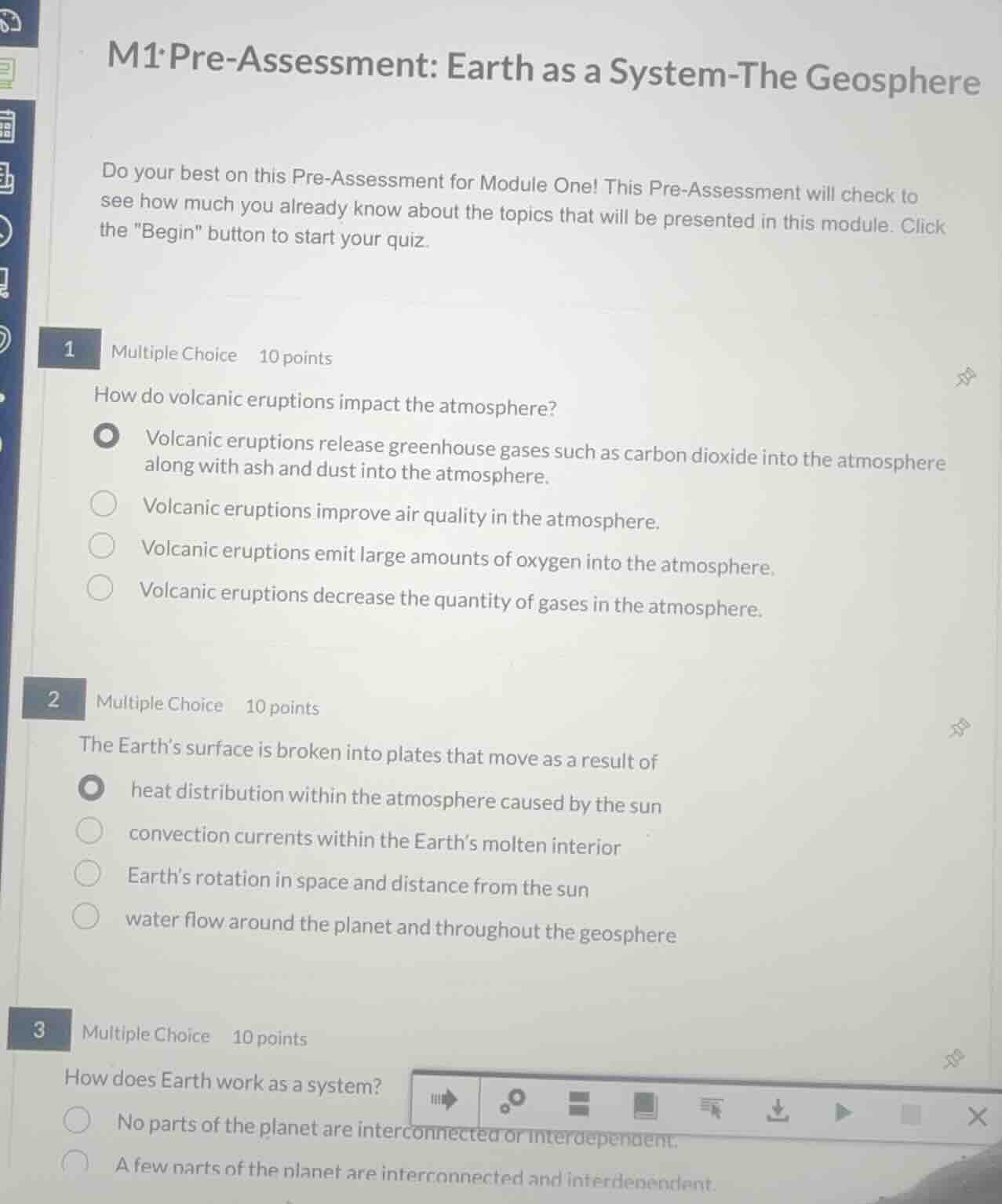 m1 pre-assessment: earth as a system-the geosphere do your best on this…