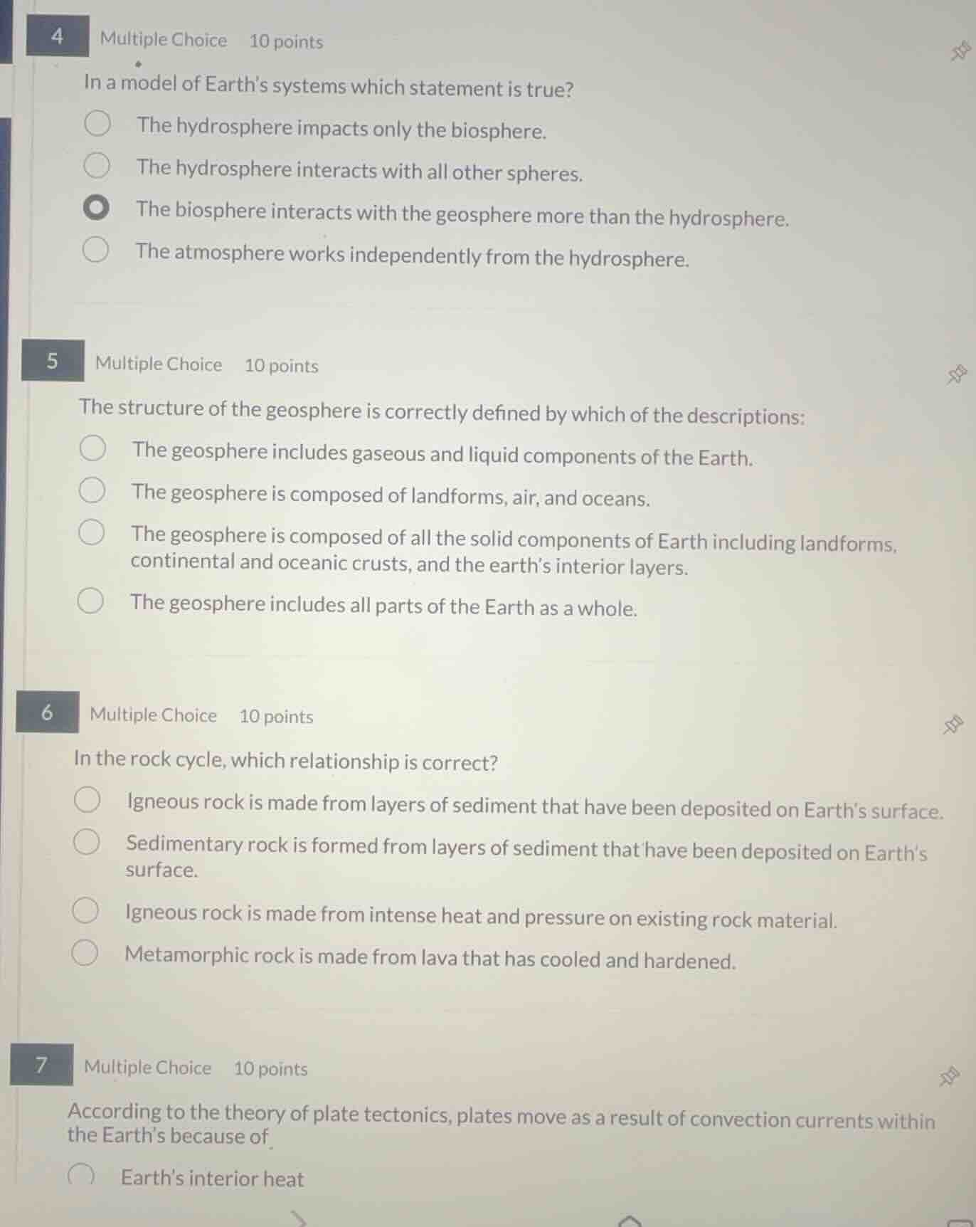 4 multiple choice 10 points in a model of earths systems which statemen…