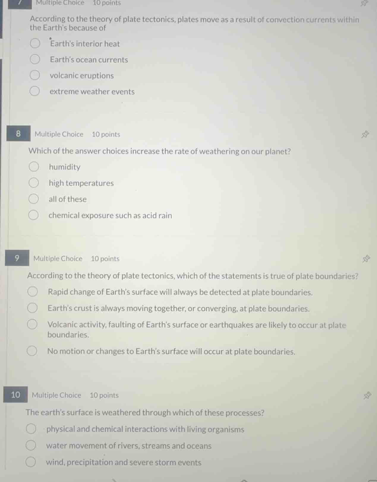 7 multiple choice 10 points according to the theory of plate tectonics,…