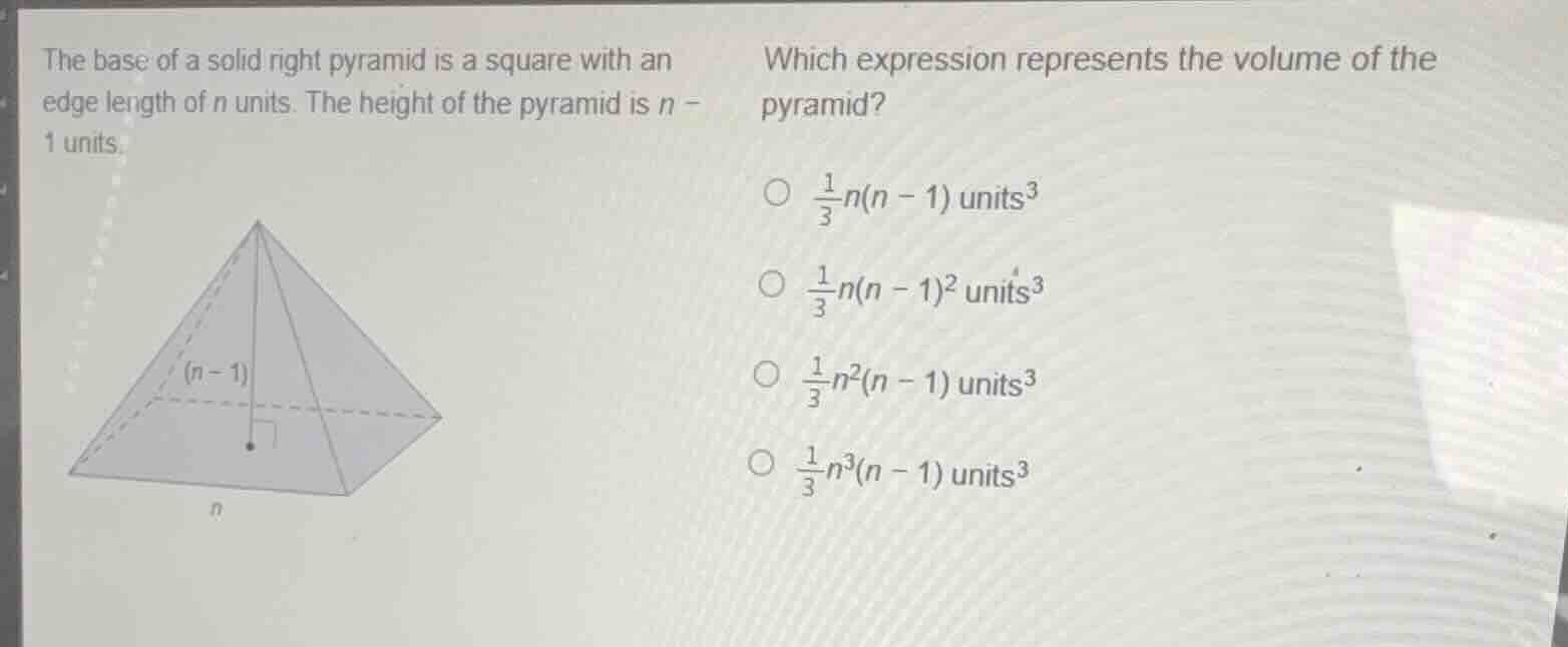 the base of a solid right pyramid is a square with an edge length of \\…